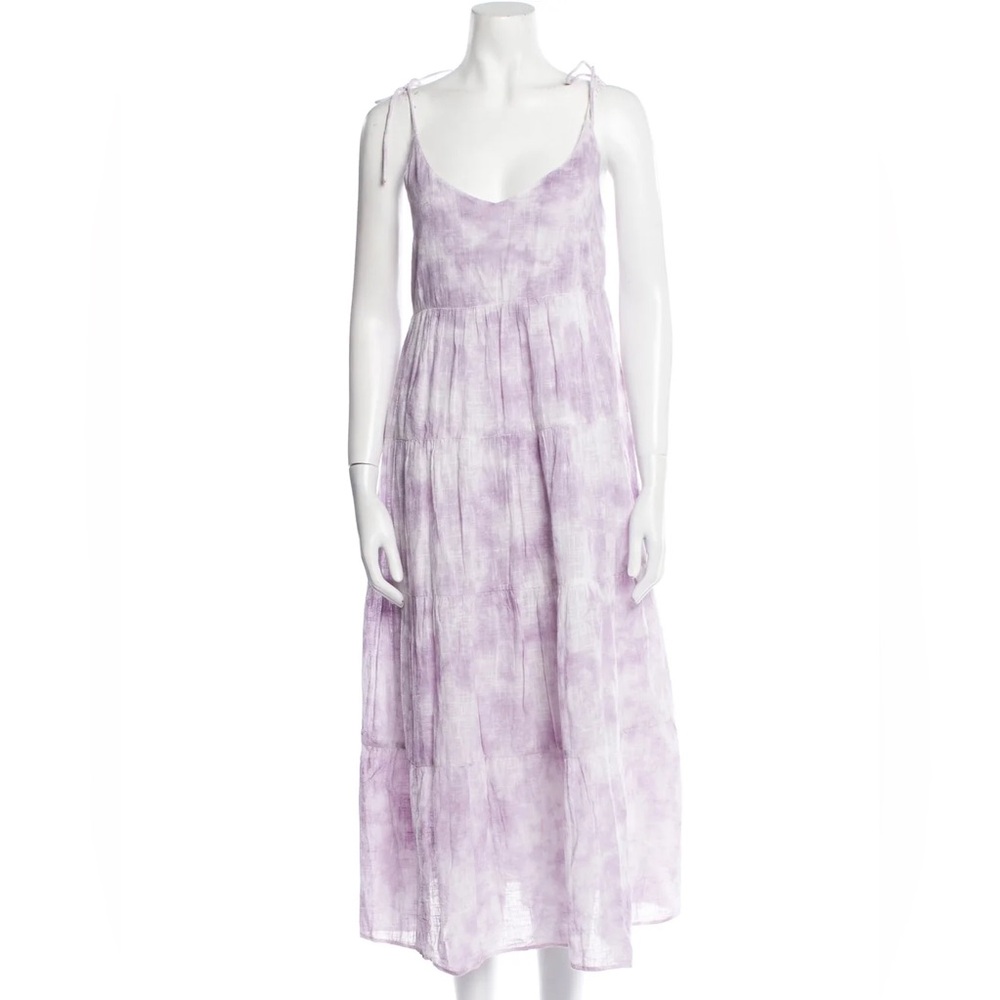 ASTR The Label Lavender Tie-Dye A-Line Midi Sundress with Adjustable Tie Straps
